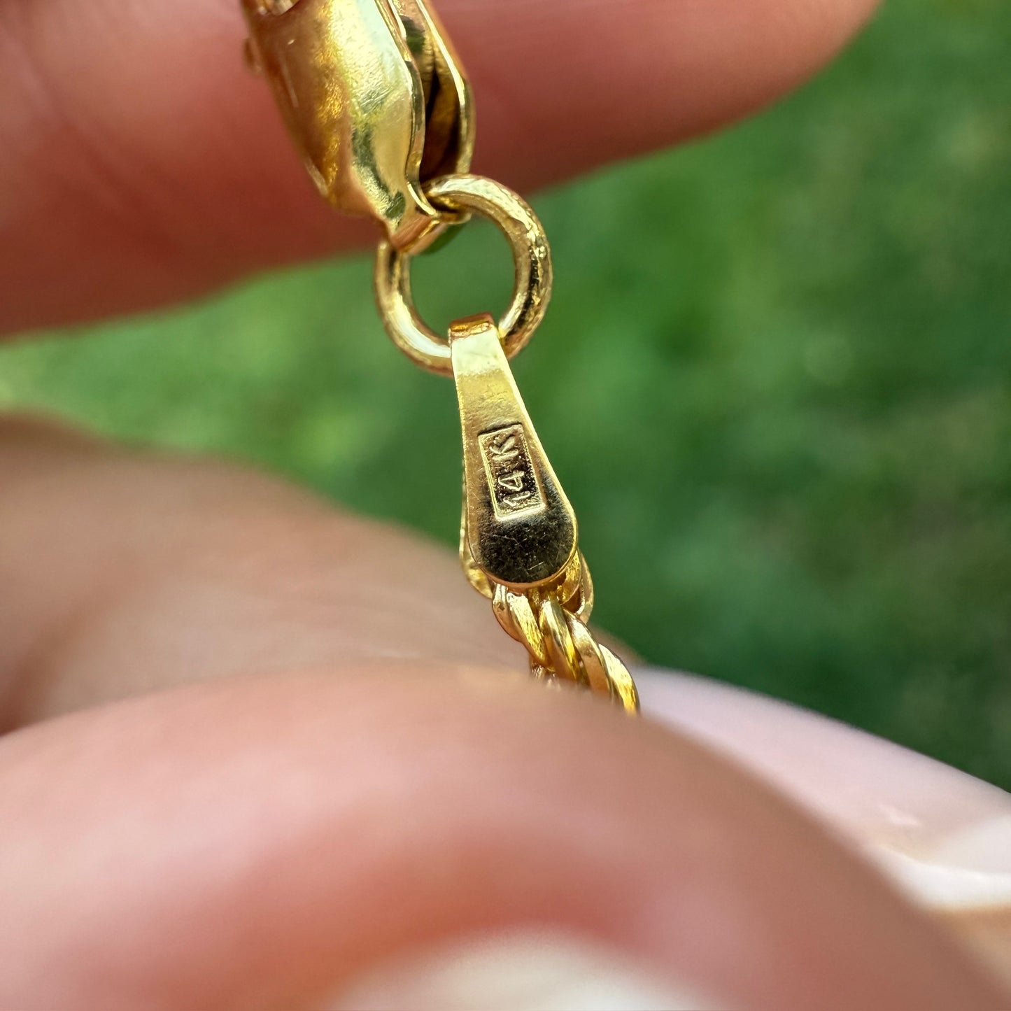 8.58" Italian Solid 14K Yellow Gold Rope Chain Bracelet, 3.4 g