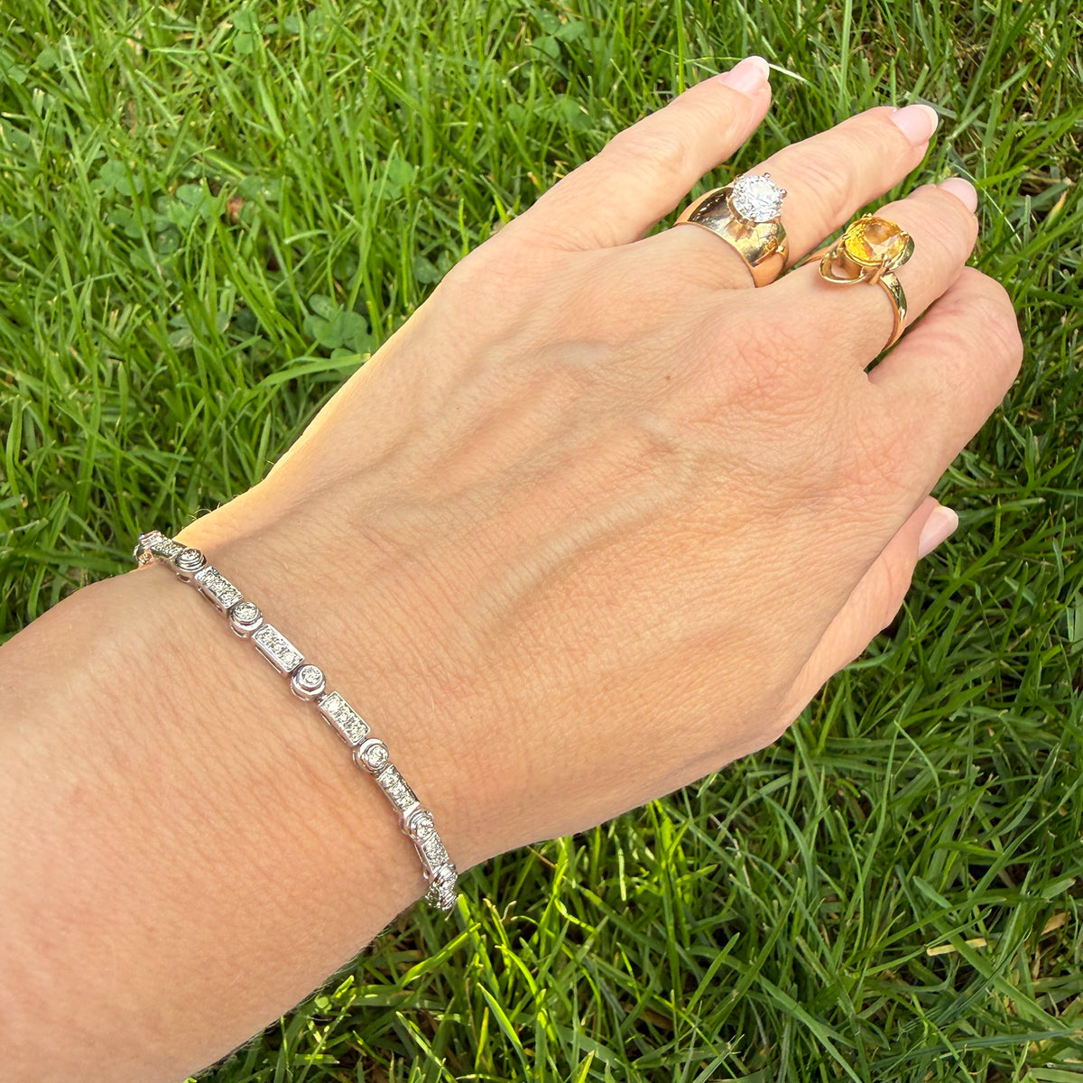6.75+" Solid 18K White Gold 2 CWT Diamond Tennis Bracelet, 9.53 grams