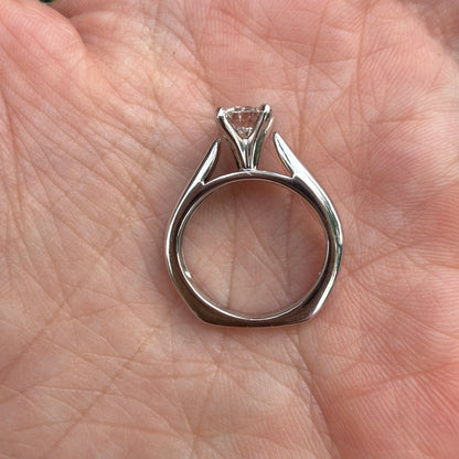 Solid 14K White Gold .80 CT Natural Diamond Solitaire, European Shank
