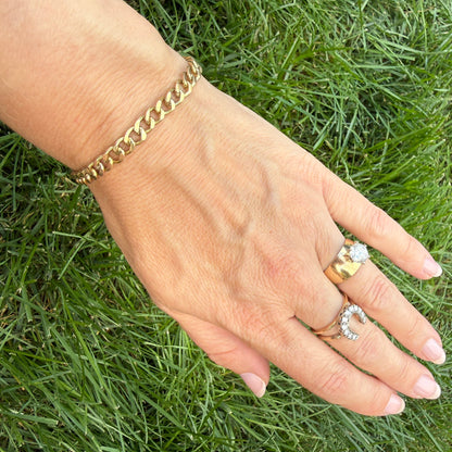 7" Solid 10K Yellow Gold Open Curb Link Bracelet, 11.58 g