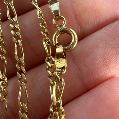 25.5" Italian Solid 14K Yellow Gold Classic Figaro Chain, 8 grams