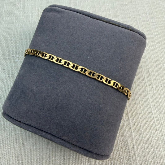 Italian Solid 14K Yellow Gold Mariner Link Bracelet, 7.5", 5.91 g