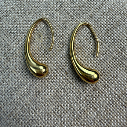 18K Solid Yellow Gold Tiffany & Co. Elsa Peretti Teardrop Earrings, 9.2g