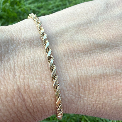 7.25" Solid 10K Yellow Gold Rope Bracelet, 2.73 g