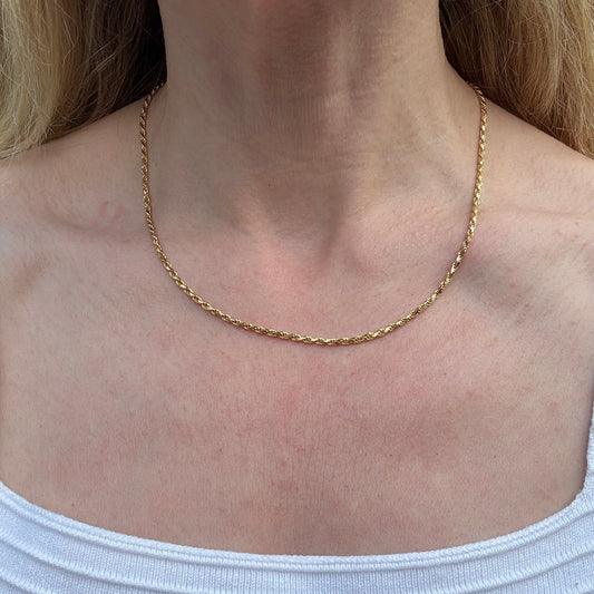 18" Italian Solid 14K Yellow Gold Faceted Rope Chain, 9.72 g
