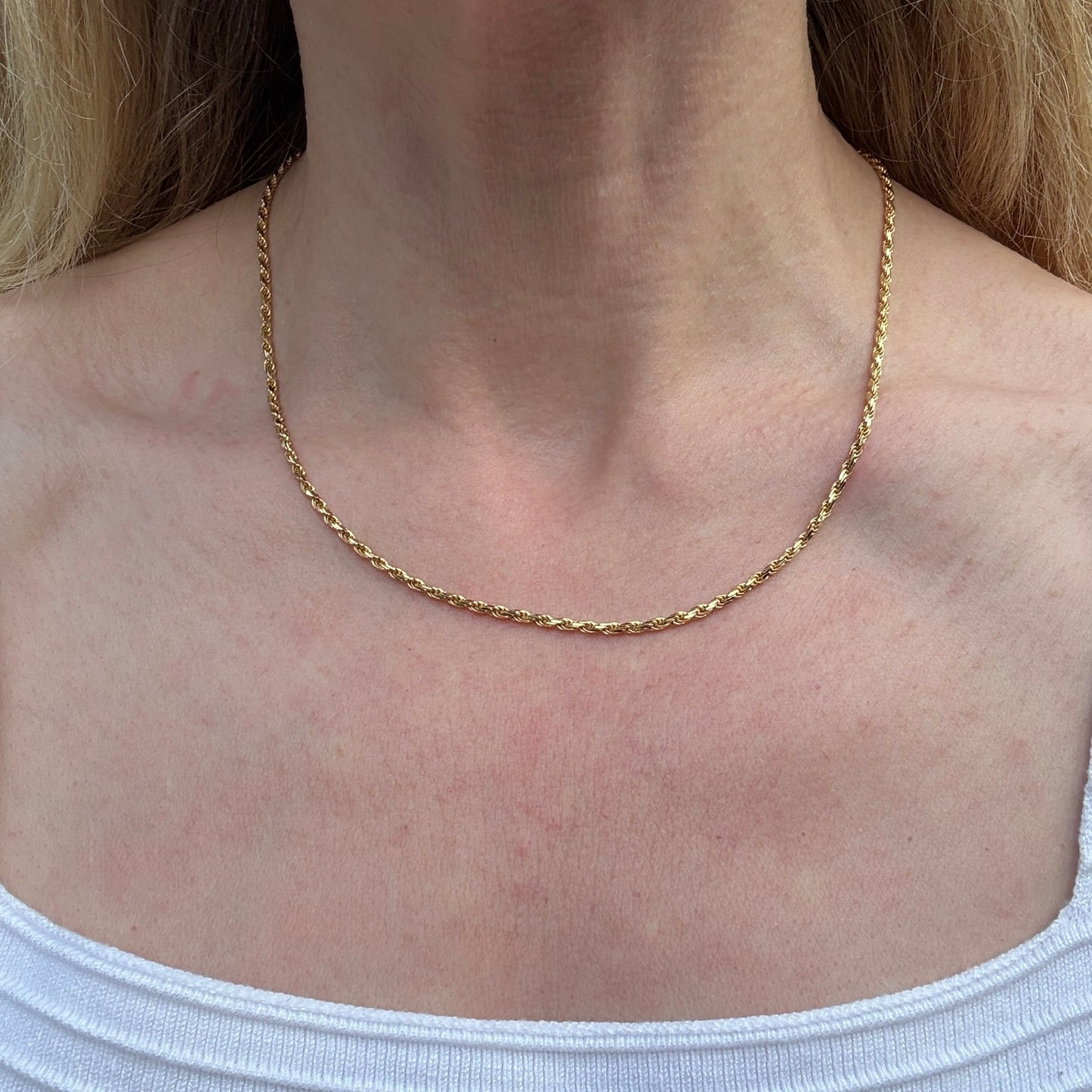18" Italian Solid 14K Yellow Gold Faceted Rope Chain, 9.72 g