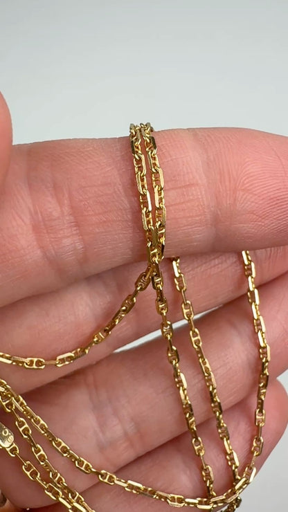 20" Italian Solid 14K Yellow Gold Mariner Chain, 4.26 g