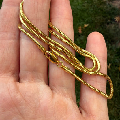19.25" Italian Solid 14K Yellow Gold Snake Link Chain, 8.9 g