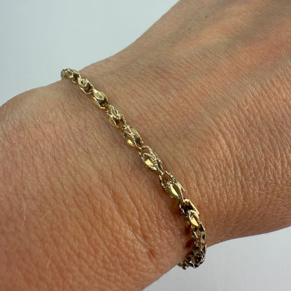 7.25" Vintage Solid 14K Yellow Gold Turkish Link Bracelet, 4.46 g