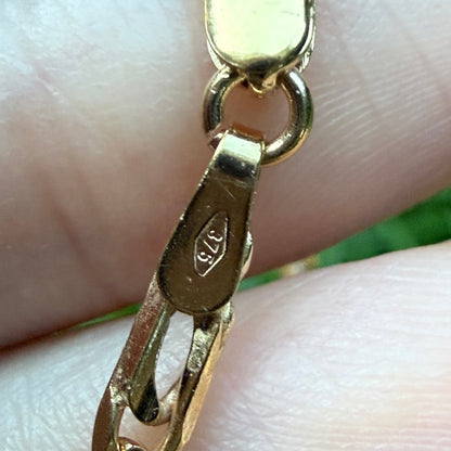 7" Italian Solid 9K Yellow Gold UnoAerre Figaro Bar Link Bracelet, 3.61 g