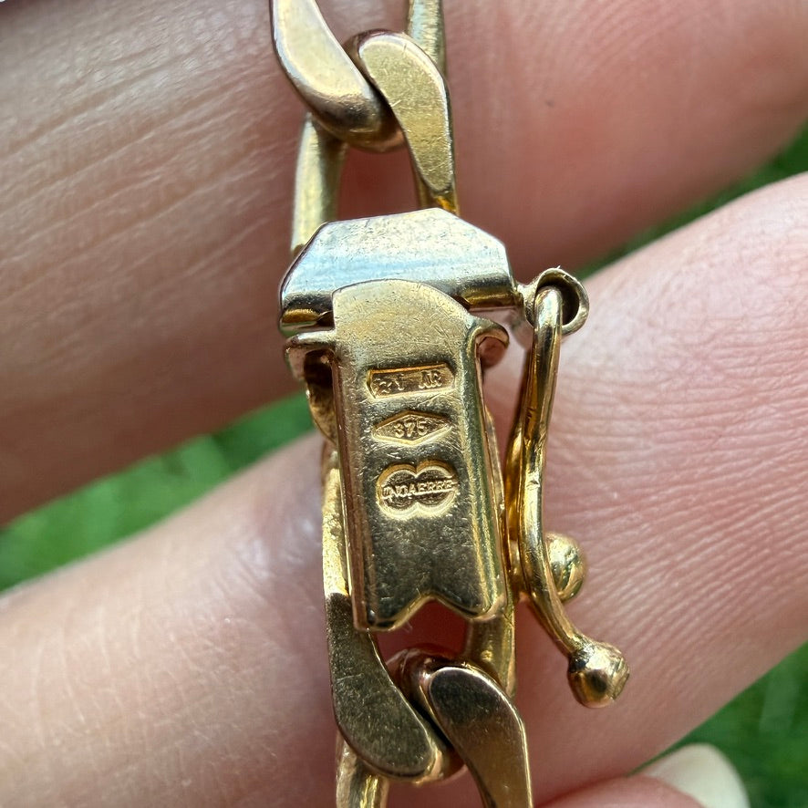 7.75+" Italian Solid 9K Yellow Gold UnoAErre Curb Bracelet, 10.5 g