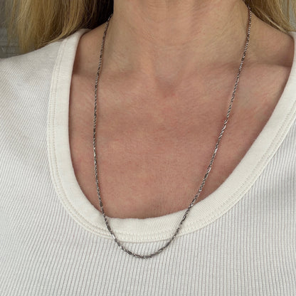 24" OraAmerica Solid 14K White Gold Fancy Link Chain, 7.07 g