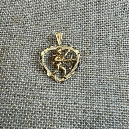 Solid 14K Yellow Gold Michael Anthony Gold Cupid Heart Pendant, 1.64 grams