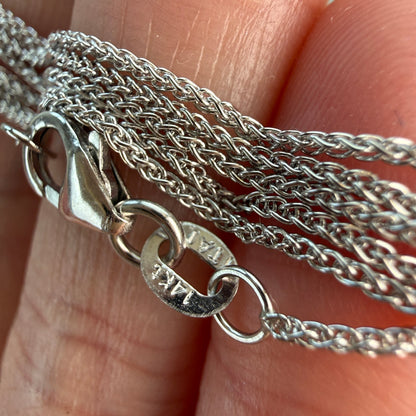 18" Solid 14K Italian White Gold Wheat Chain, 2.28 g