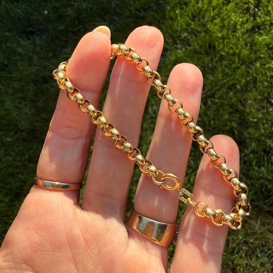 7.25" Solid 14K Yellow Gold Classic Rolo Link Bracelet, 9.47 g