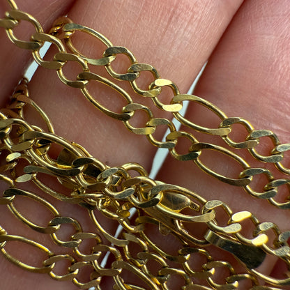 22" Solid 10K Yellow Gold Classic Figaro Chain, 4.67 g
