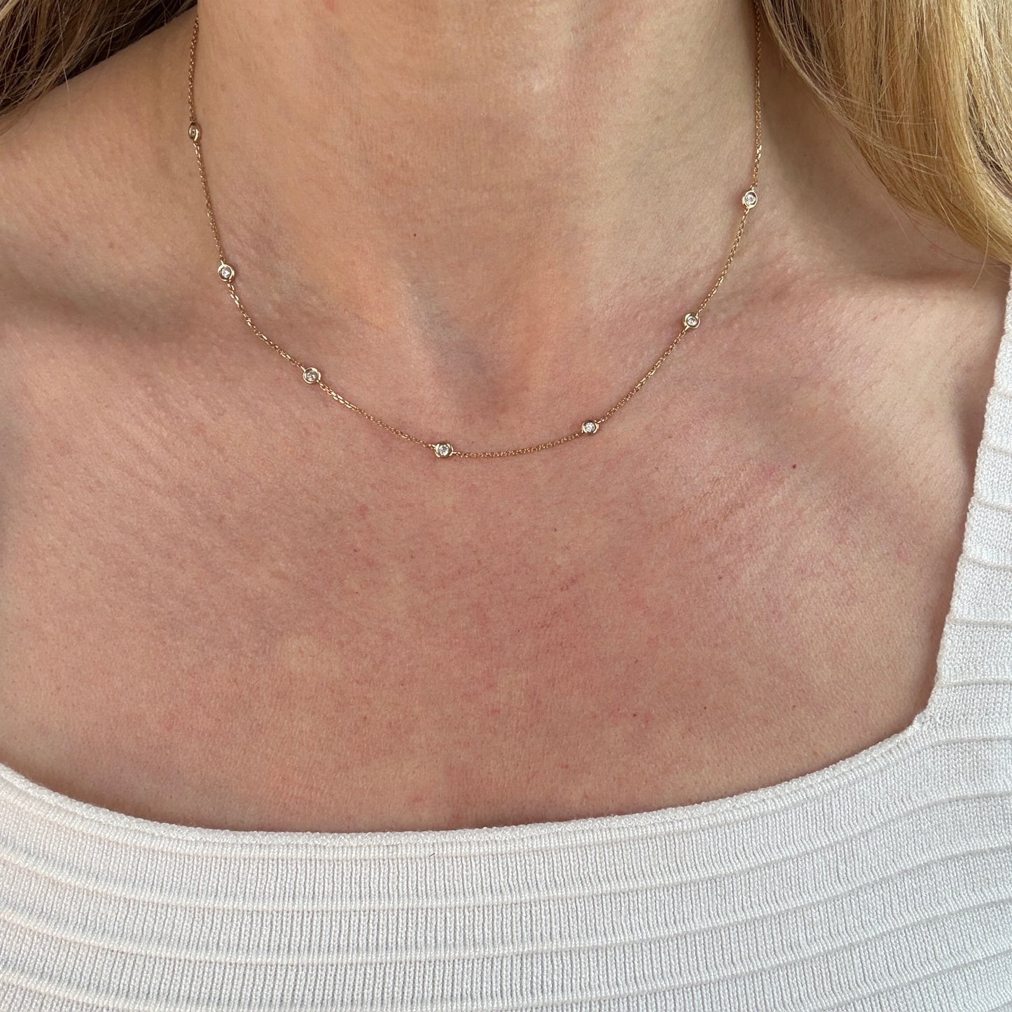 16" Solid 14K Yellow Gold Diamond By The Yard Chain, 2 g