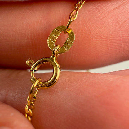 16" Solid 10K Yellow Gold Dainty Figaro Chain, 1.23 g