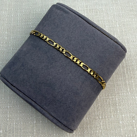 7" Solid 14K Yellow Gold Italian Figaro Bracelet, 3.76 mm, 5 g
