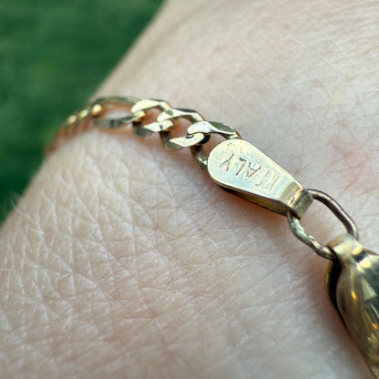 9" Italian Solid 10K Yellow Gold Figaro Bracelet/Anklet, 3.19 g