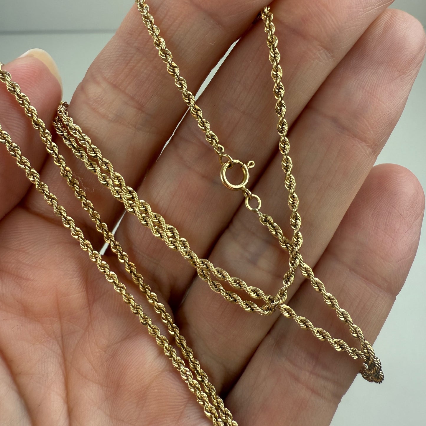 20.5" Solid 14K Yellow Gold Diamond-Cut Rope Chain, 4.37 g
