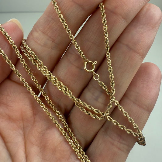 20.5" Solid 14K Yellow Gold Diamond-Cut Rope Chain, 4.37 g
