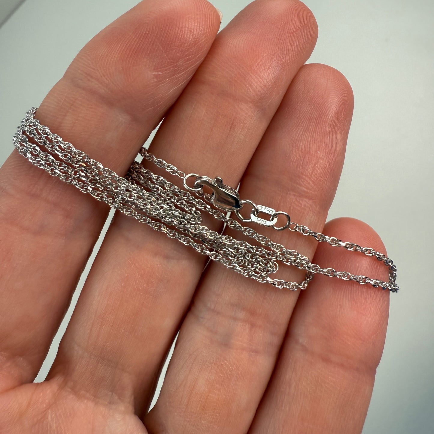 18" Solid 10K White Gold Classic Rope Chain, 1.93