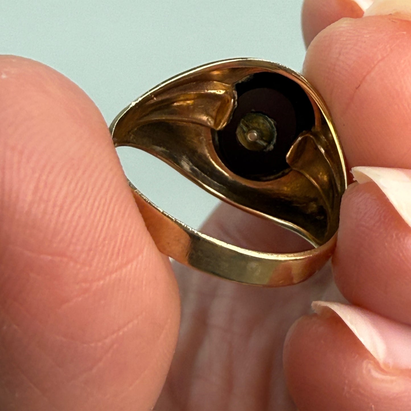 Vintage Solid 10K Yellow Gold Classic Single Initial Signet Ring, Size 7.5