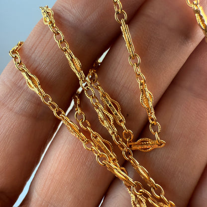 16" Solid 14K Yellow Gold Intricate Fancy Link Chain 5.11 g