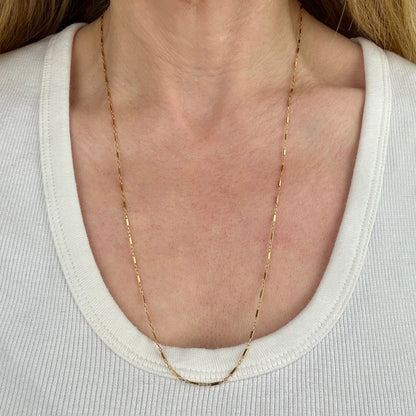 24" Solid 14K Yellow Gold Bar and Cable Link Chain, 3.07 g