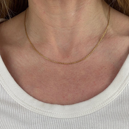 Solid 16.5" 18K Yellow Gold Classic Mini Biker Link Chain, 5.14 g