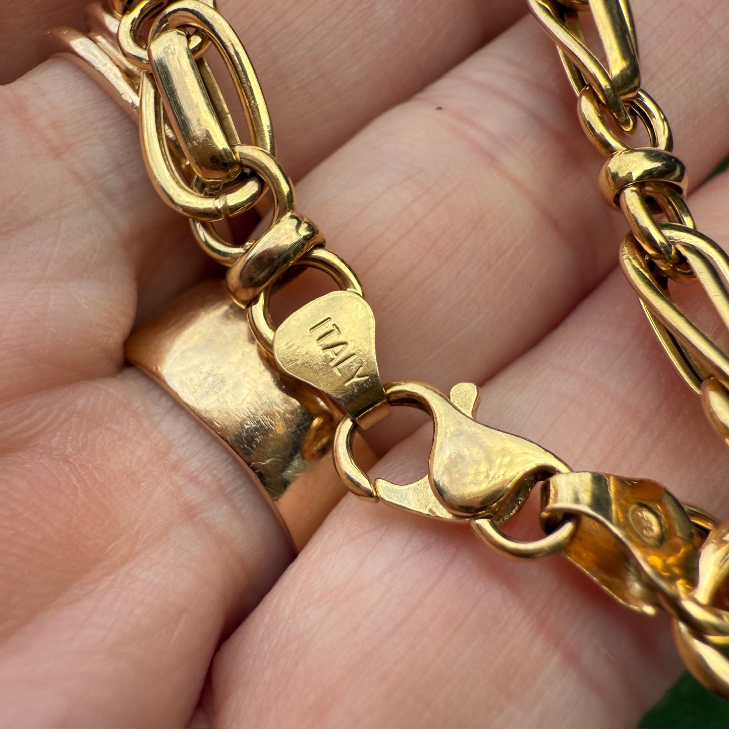7.5" Italian Solid 14K Yellow Gold Fancy Link Bracelet, 5.75 g