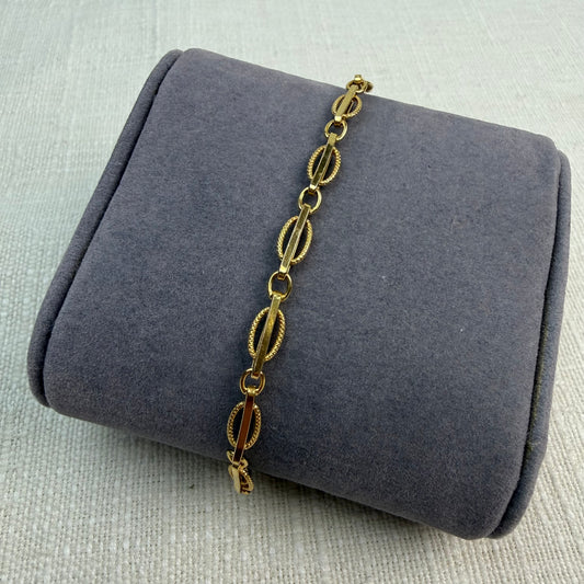 6.25" Solid 14K Yellow Gold Italian UNOARRE Fancy Link Bracelet, 2.8 g