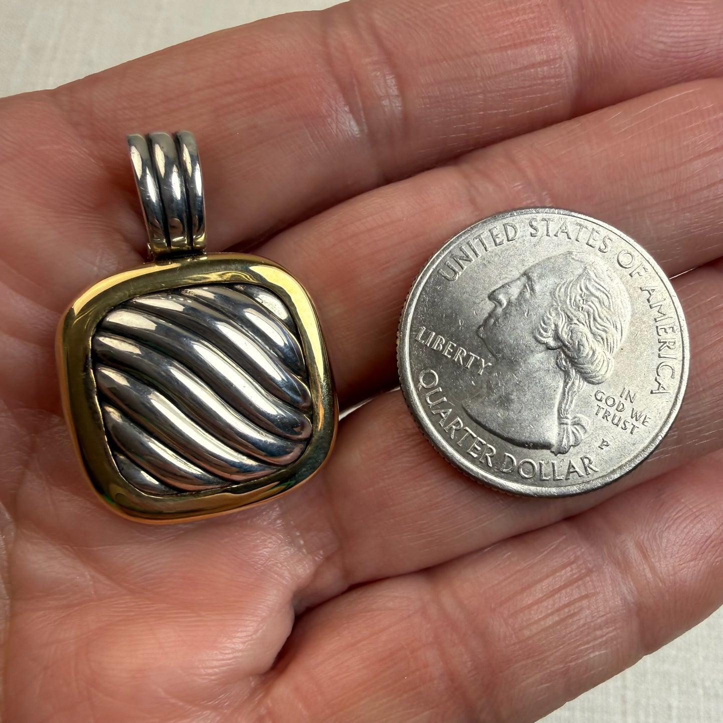 Estate Sterling Silver and 18K Yellow Gold David Yurman Iconic Locket Pendant, 16.52 grams