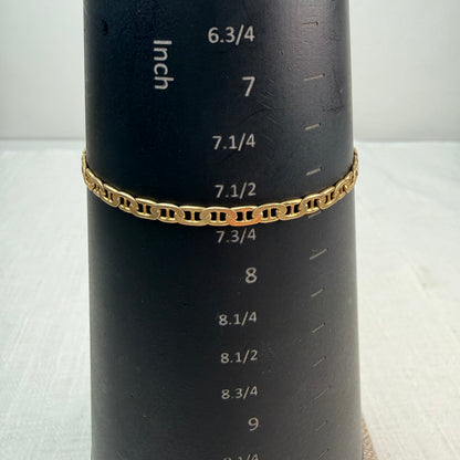 Italian Solid 14K Yellow Gold Mariner Link Bracelet, 7.5", 5.91 g