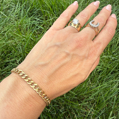 7" Solid 10K Yellow Gold Open Curb Link Bracelet, 11.58 g