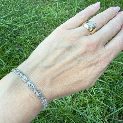 6.75" 14K White Gold Filigree Bracelet, 5.14 g