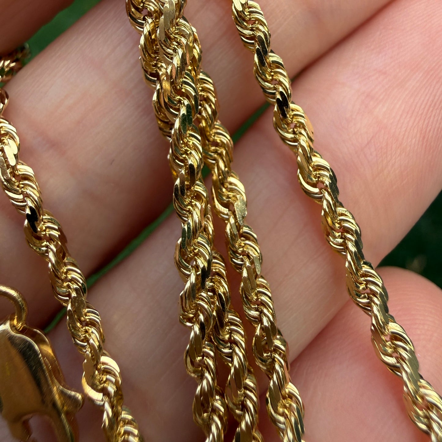 18" Solid 14K Yellow Gold Faceted Rope Chain, 8.52 g