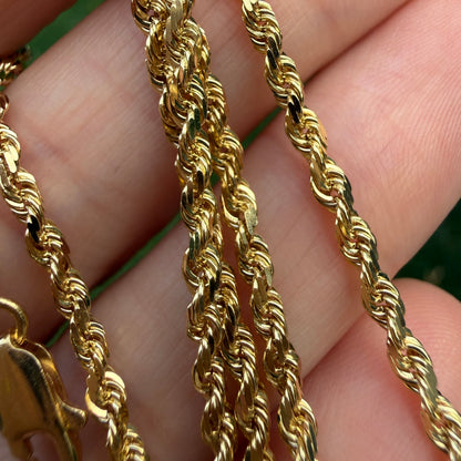 18" Solid 14K Yellow Gold Faceted Rope Chain, 8.52 g