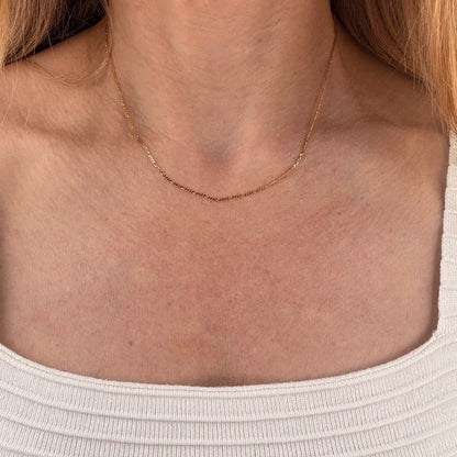 16" Solid 10K Yellow Gold Dainty Figaro Chain, 1.23 g