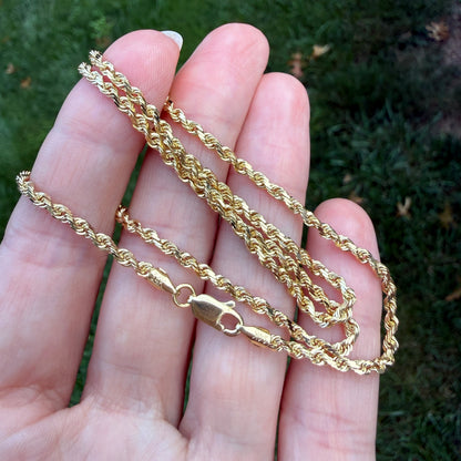 18" Solid 14K Yellow Gold Faceted Rope Chain, 8.52 g