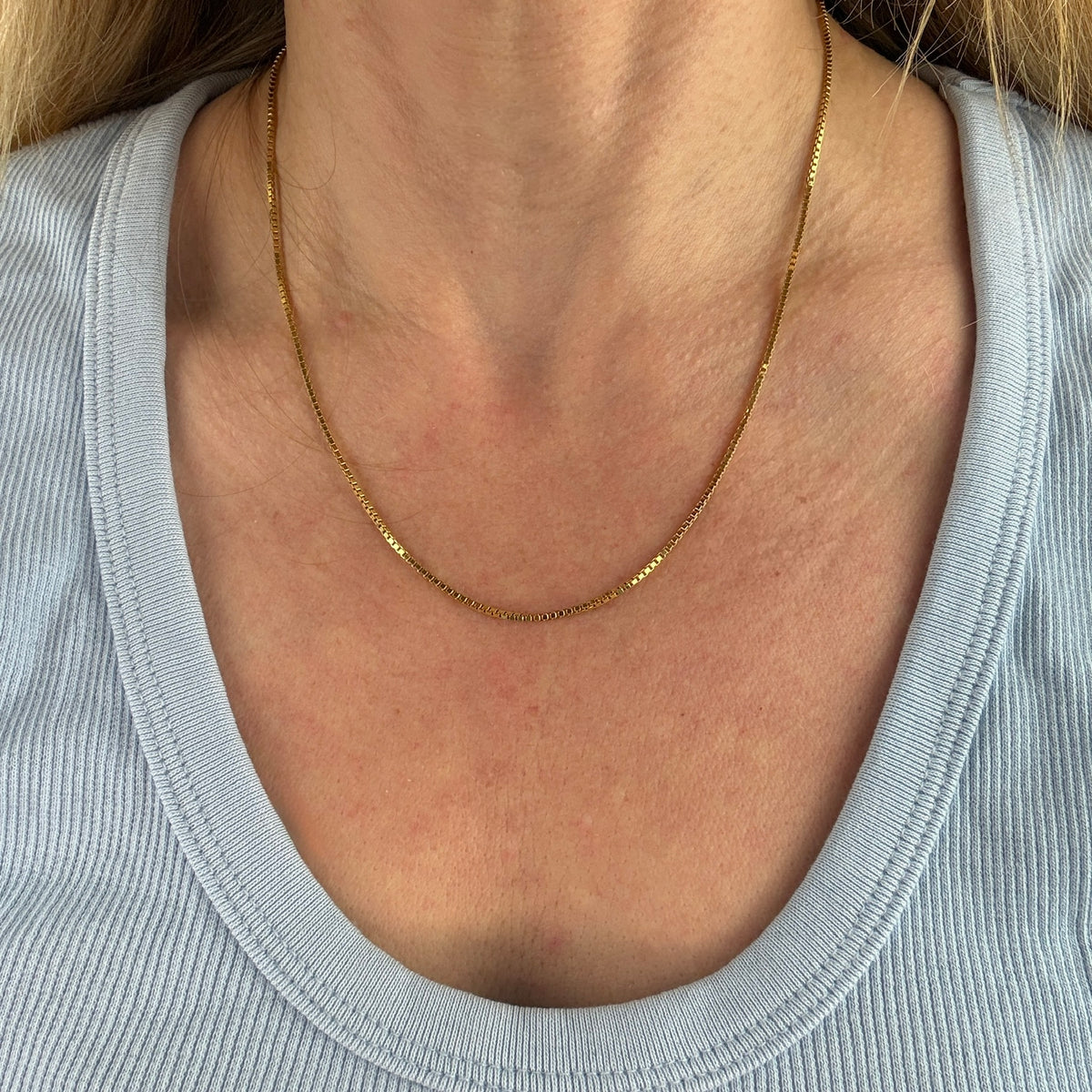 18" Italian Solid 14K Yellow Gold Box Chain, 2.89 g