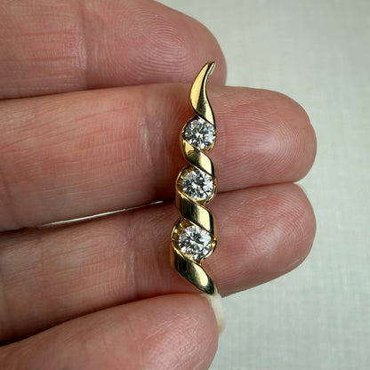 Estate Solid 14K Yellow Gold .50ct Diamond Sculptural Design Pendant, 3.27 g