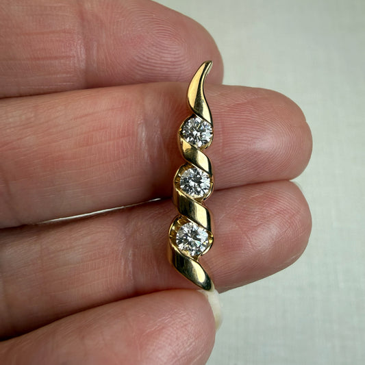 Estate Solid 14K Yellow Gold .50ct Diamond Sculptural Design Pendant, 3.27 g