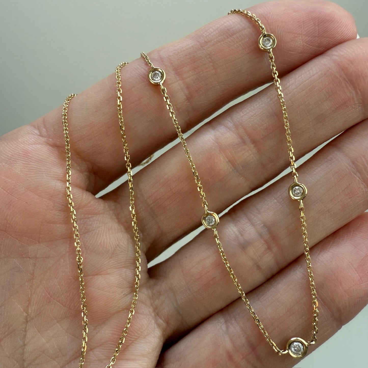 16" Solid 14K Yellow Gold Diamond By The Yard Chain, 2 g