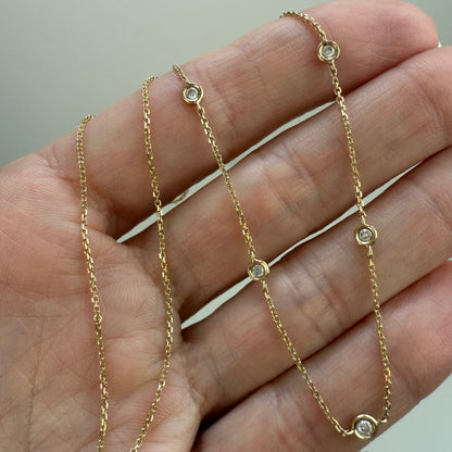 16" Solid 14K Yellow Gold Diamond By The Yard Chain, 2 g