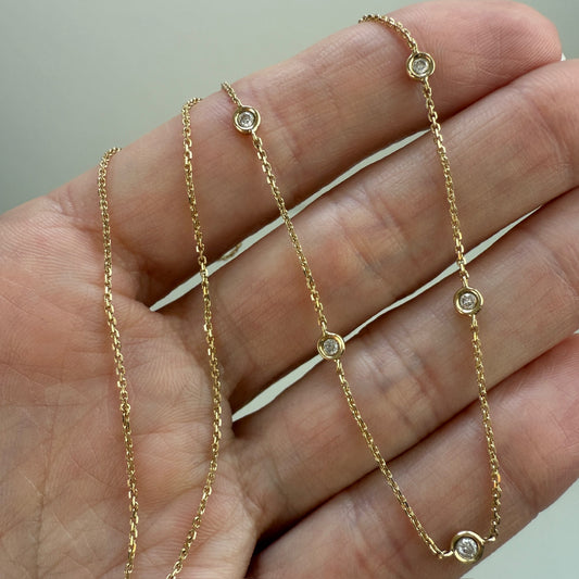 16" Solid 14K Yellow Gold Diamond By The Yard Chain, 2 g