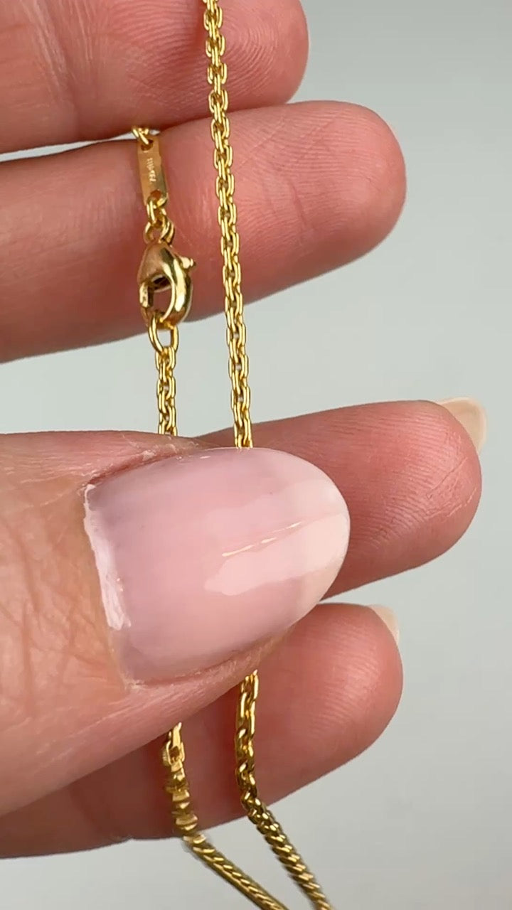 Solid 16.5" 18K Yellow Gold Classic Mini Biker Link Chain, 5.14 g