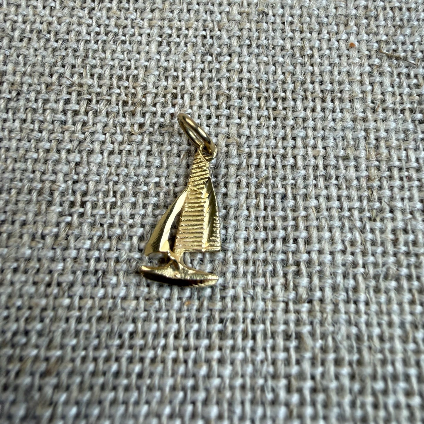 Solid 14K Yellow Gold Coastal Sailboat Charm, .38 grams
