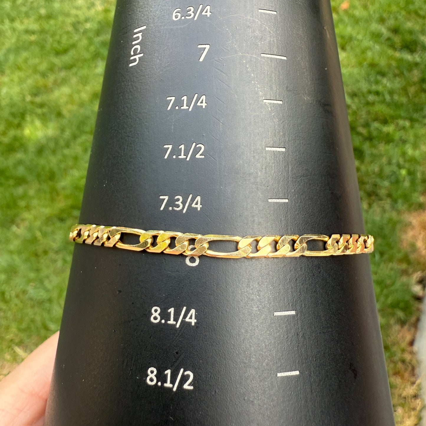 8" Italian Solid 14K Yellow Gold Figaro Bracelet, 5.25 g